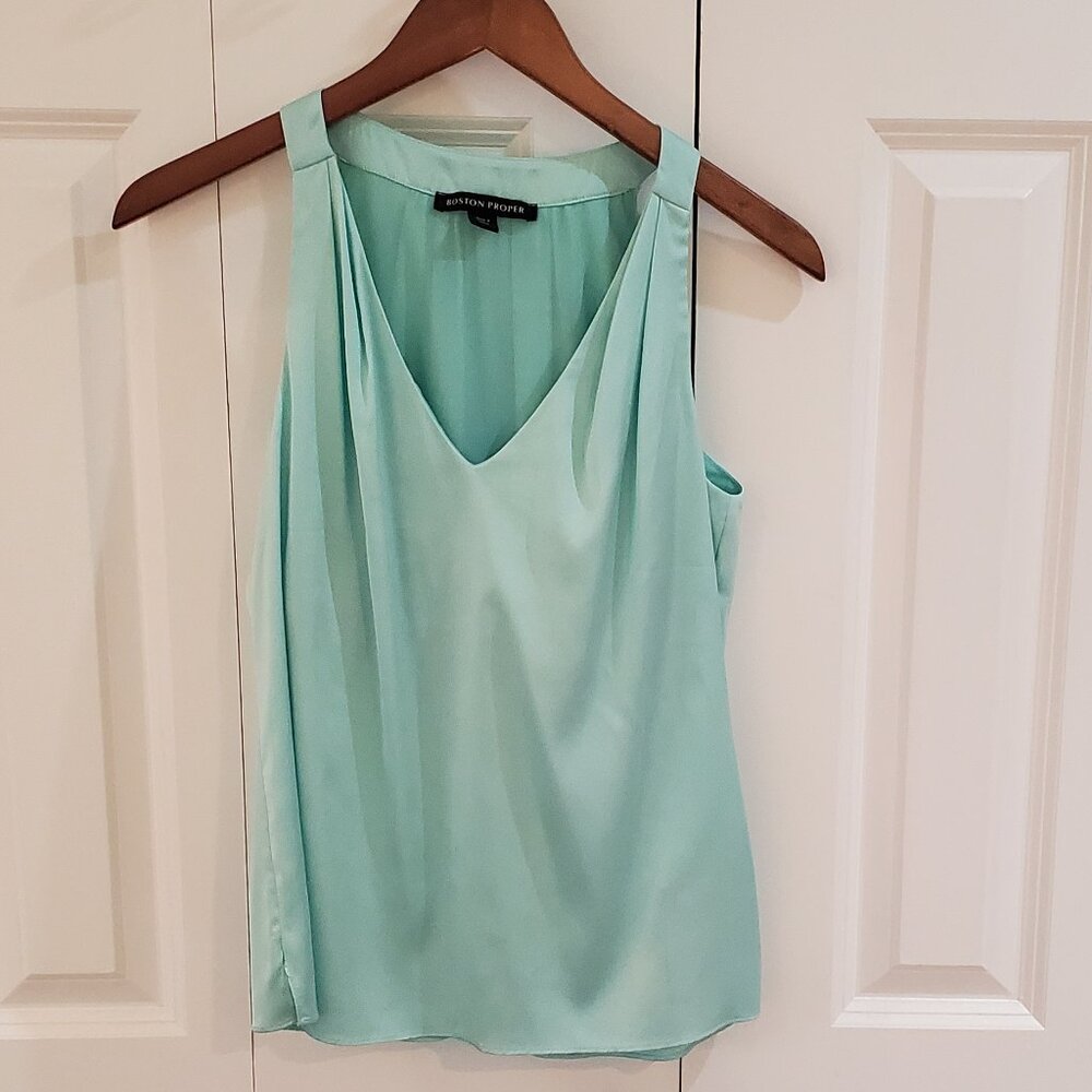 Boston Proper flowy tank silky aqua mint blue 2